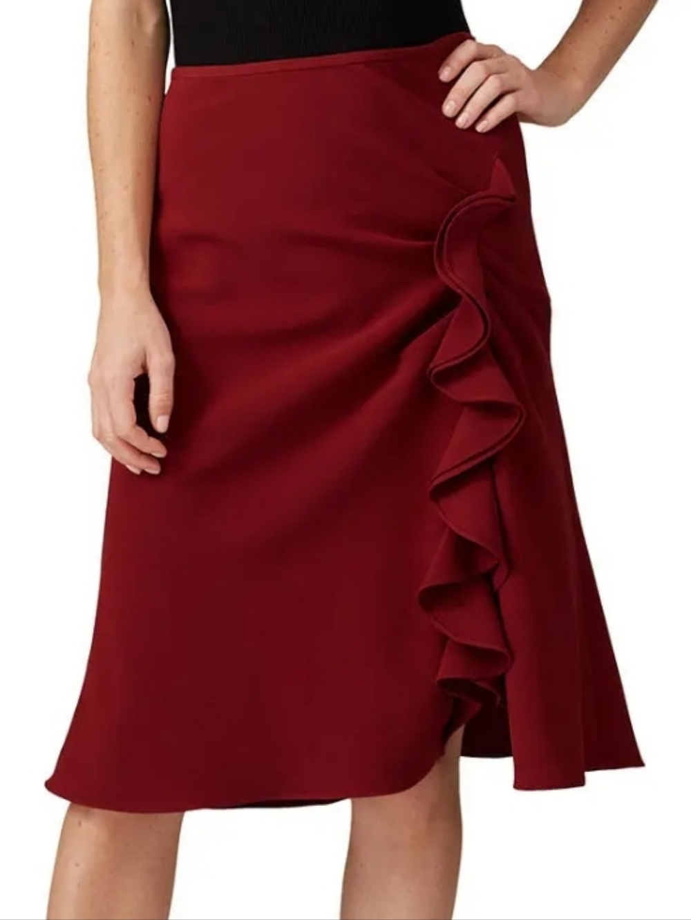 Prabal Gurung Collective Ruffle Side Slit A line Skirt In Red Size 12